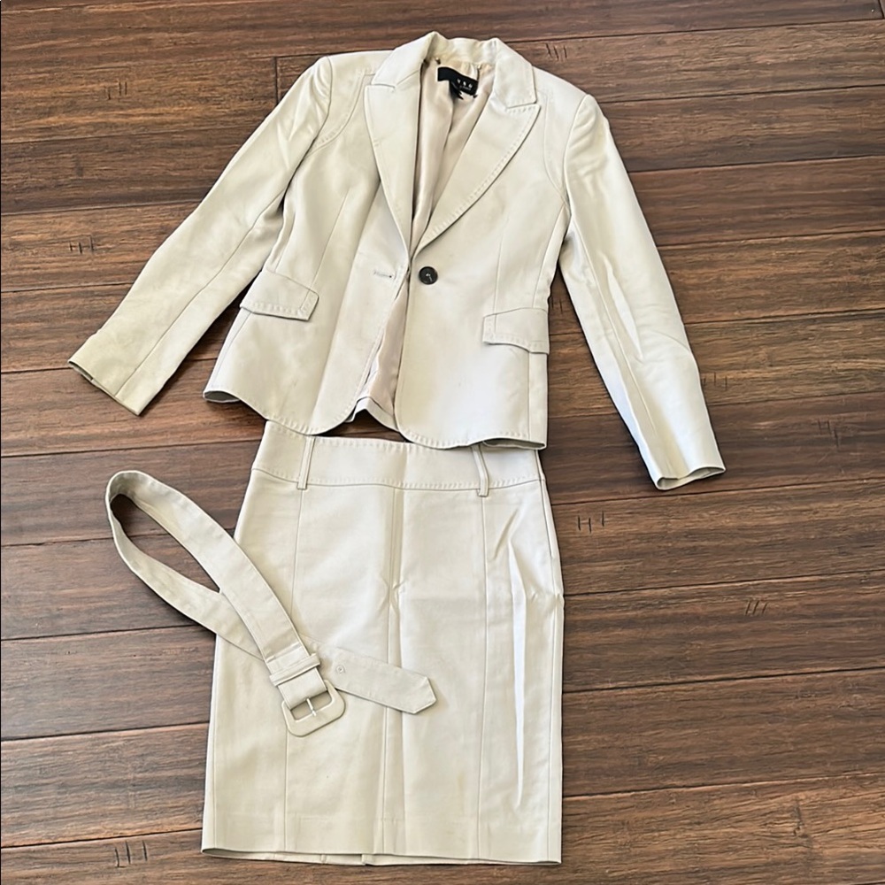 Cream Blazer and Skirt Set